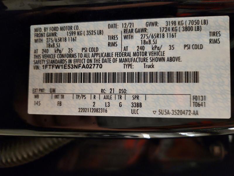 2022 Ford F150 Supercrew