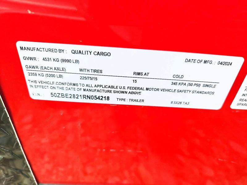 2024 Quality Cargo 8.5X28 TA3 Enclosed Cargo Trailer