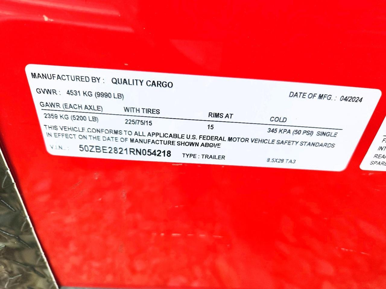 2024 Quality Cargo 8.5X28 TA3 Enclosed Cargo Trailer