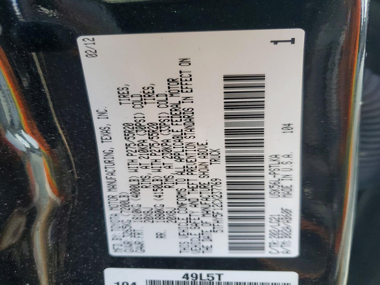 2012 Toyota Tundra Crewmax Limited