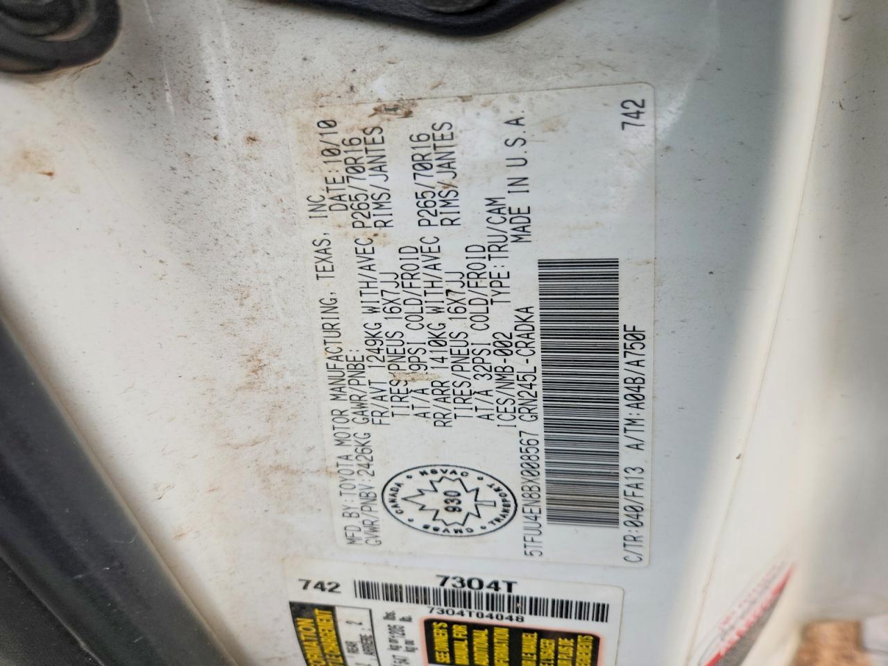 2011 Toyota Tacoma Access CAB/SR/SR5