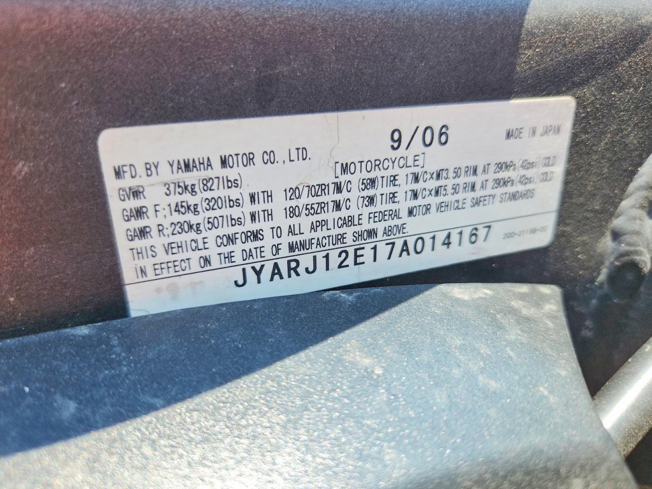 2007 Yamaha YZFR6 L