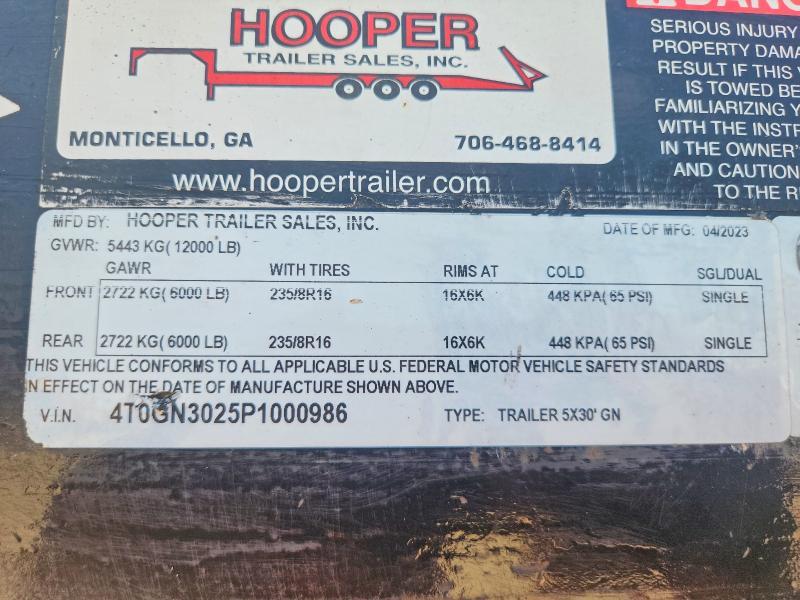 2023 Hooper 5X30'GN Utility Trailer