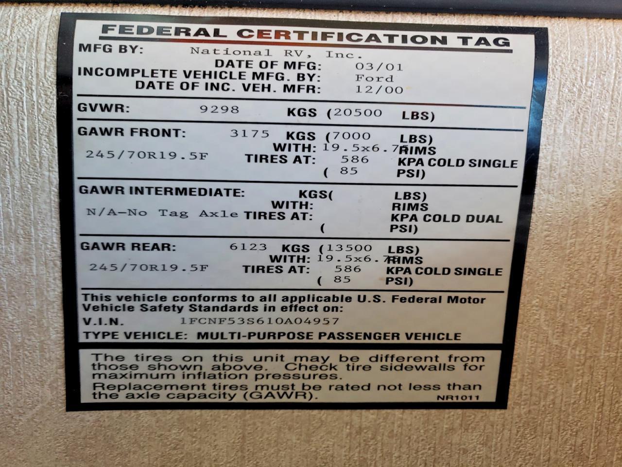2001 National Rv 2001 National Tropiacal RV