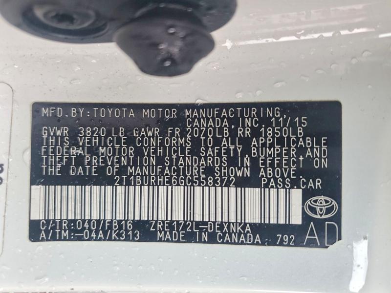 2016 Toyota Corolla le