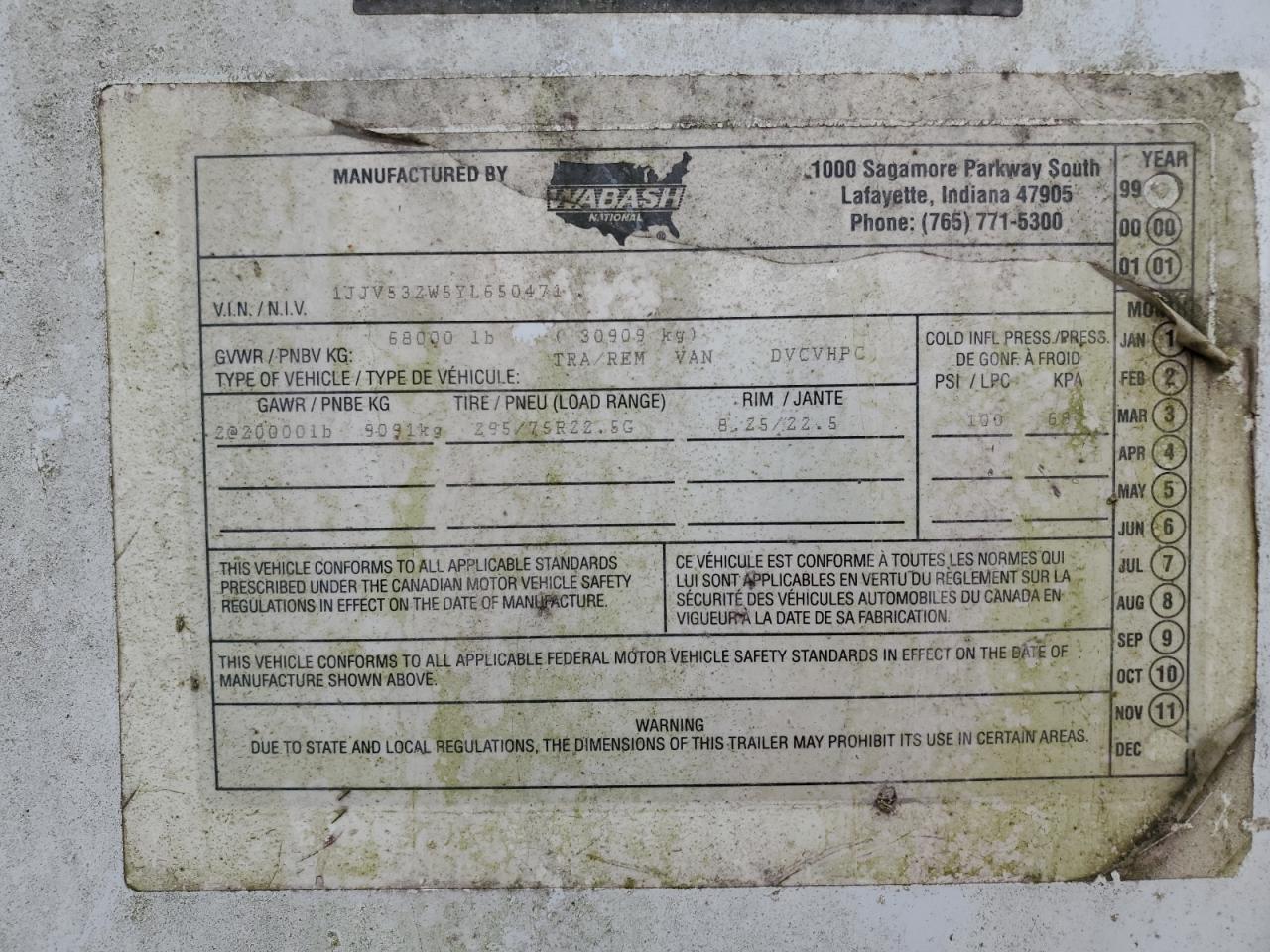 2000 Wabash DRY Freight Trailer