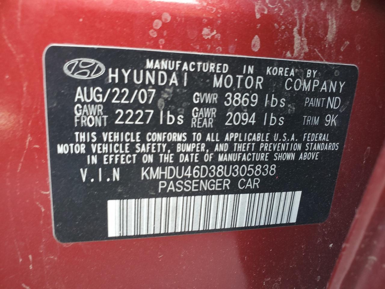 2008 Hyundai Elantra gls