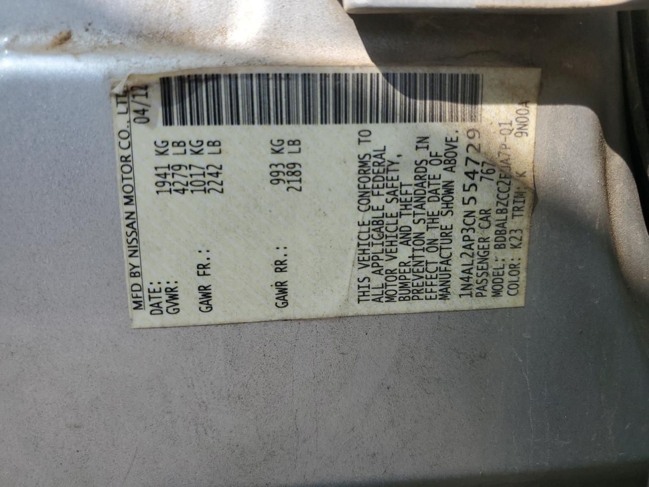 2012 Nissan Altima Base