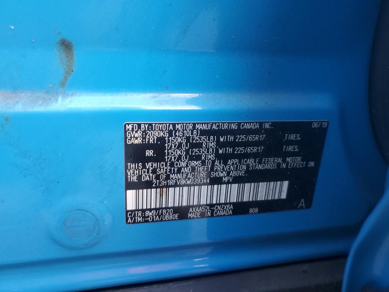 2019 Toyota Rav4 le