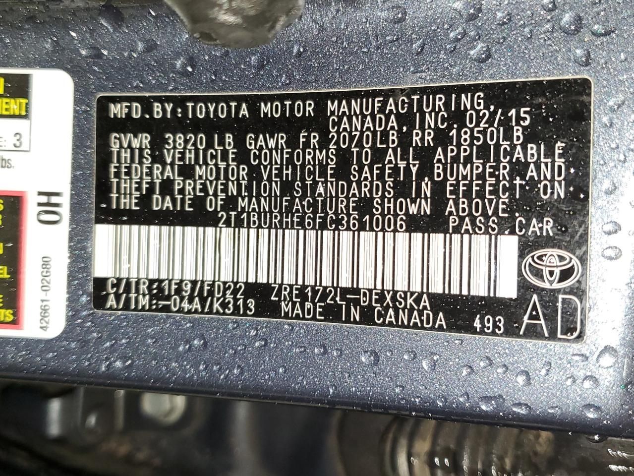 2015 Toyota Corolla l