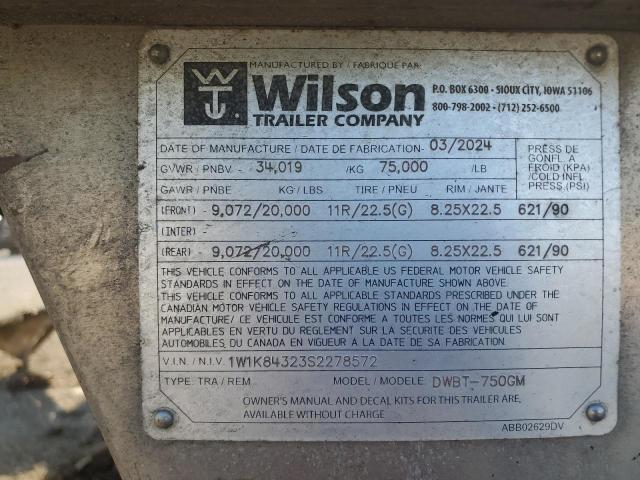 2025 Wilson Dwbt-750gm Trailer Grain Trailer