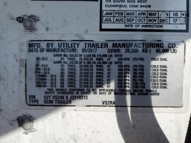 2018 Utility VS2RA Refrigerated Van Trailer