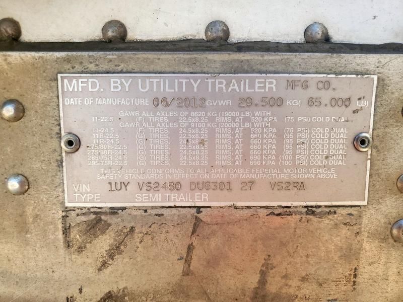 2013 Utility VS2RA Refrigerated Van Trailer