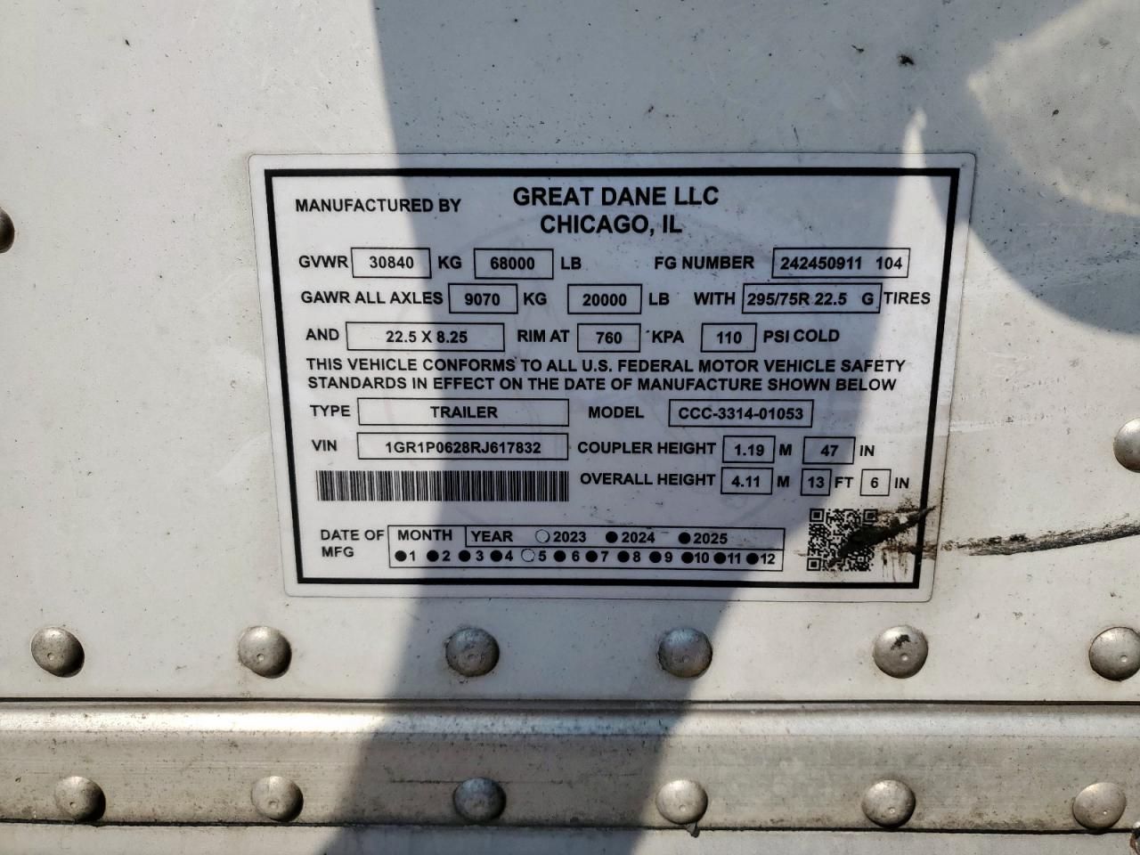 2024 Great Dane CCC-3314-01053 DRY Van Trailer