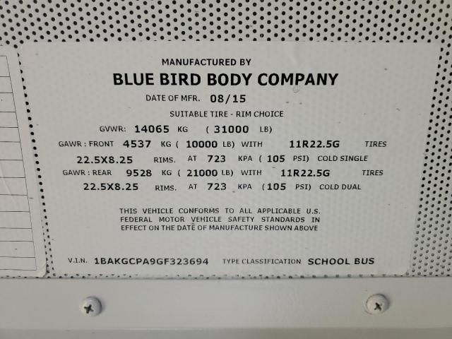 2016 Bluebird 2016 Blue Bird School Bus / Transit Bus