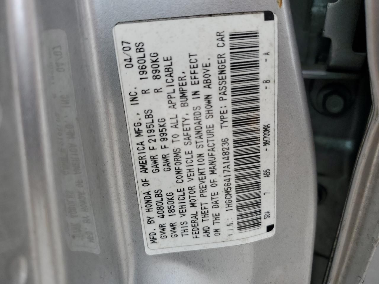 2007 Honda Accord lx