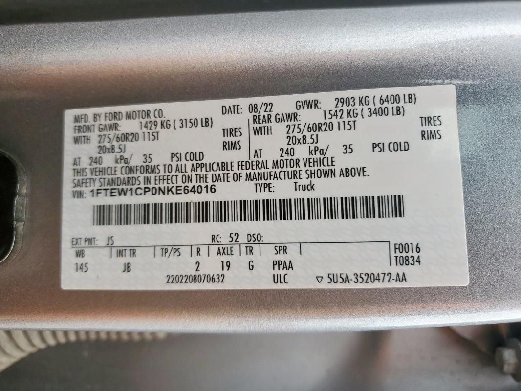 2022 Ford F150 Supercrew