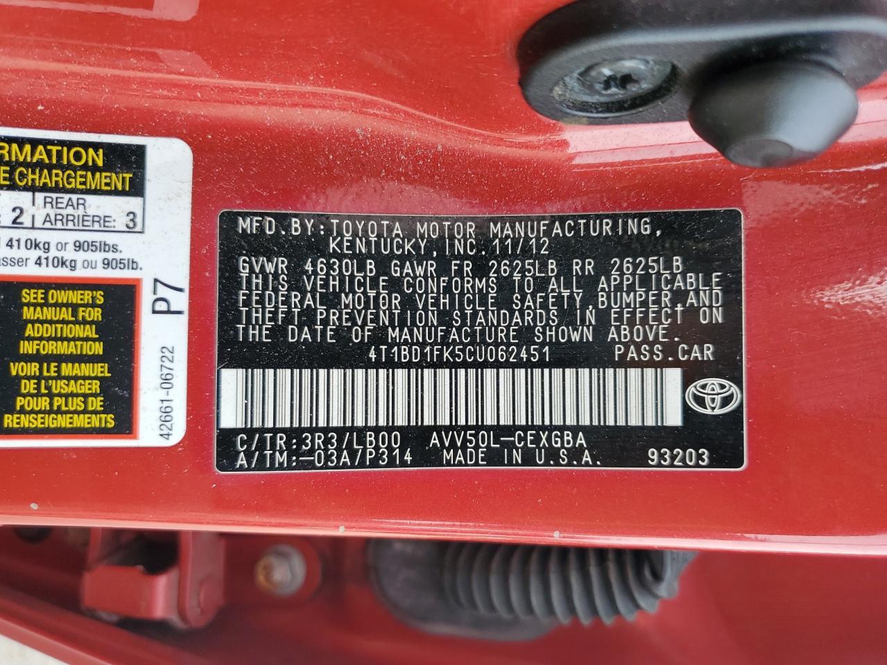 2012 Toyota Camry Hybrid