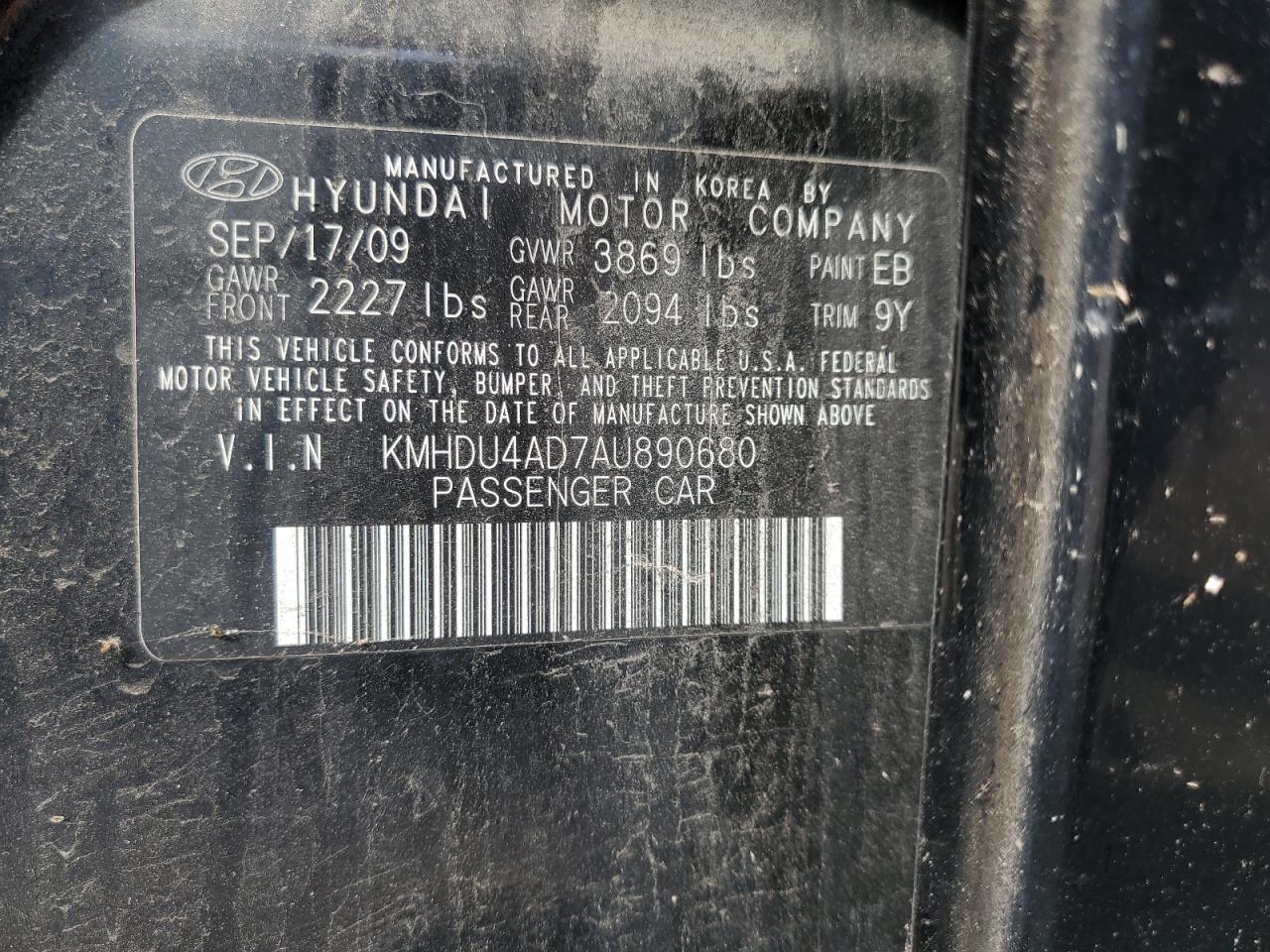 2010 Hyundai Elantra Blue