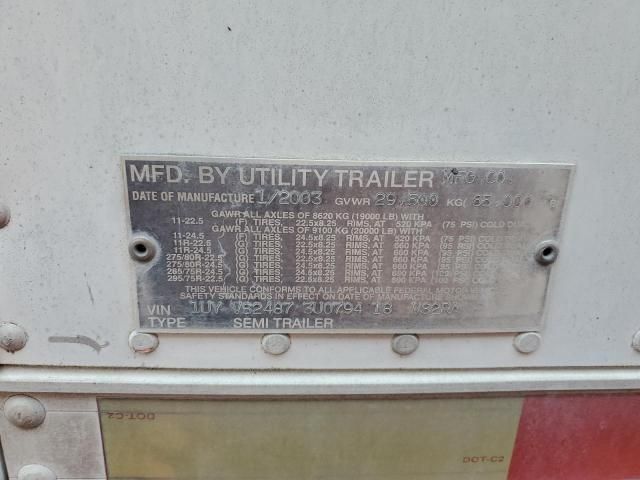2003 Utility VS2RA Refrigerated Van Trailer