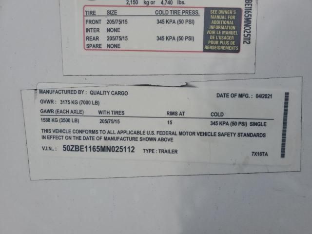 2021 Qualicargo 2020 Quality Cargo 7X16TA Enclosed Cargo Trailer