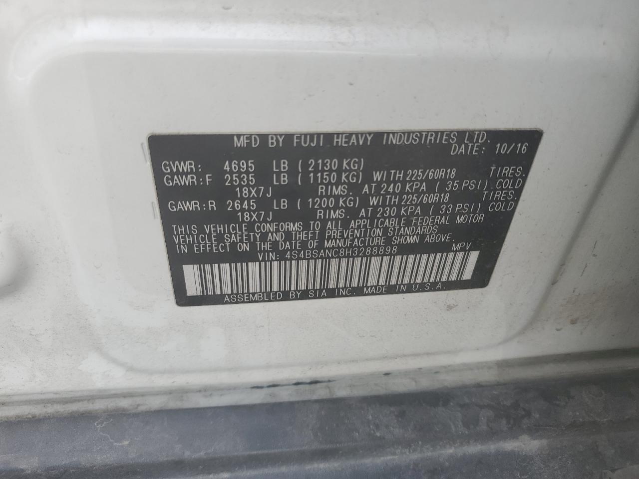 2017 Subaru Outback 2.5i Limited