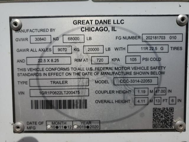 2020 Great Dane CCC-3314-22053 DRY Van Trailer