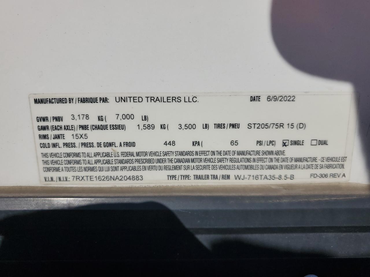 2022 United WJ-716TA35-8.5-B Enclosed Cargo Trailer