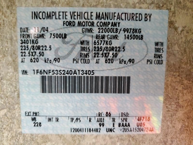 2004 Ford F550 Super Duty Stripped Chassis