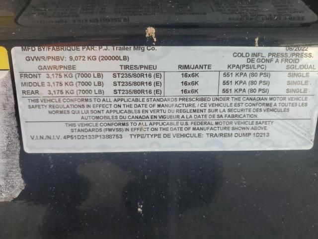 2023 PJ 1D213 Dump Trailer