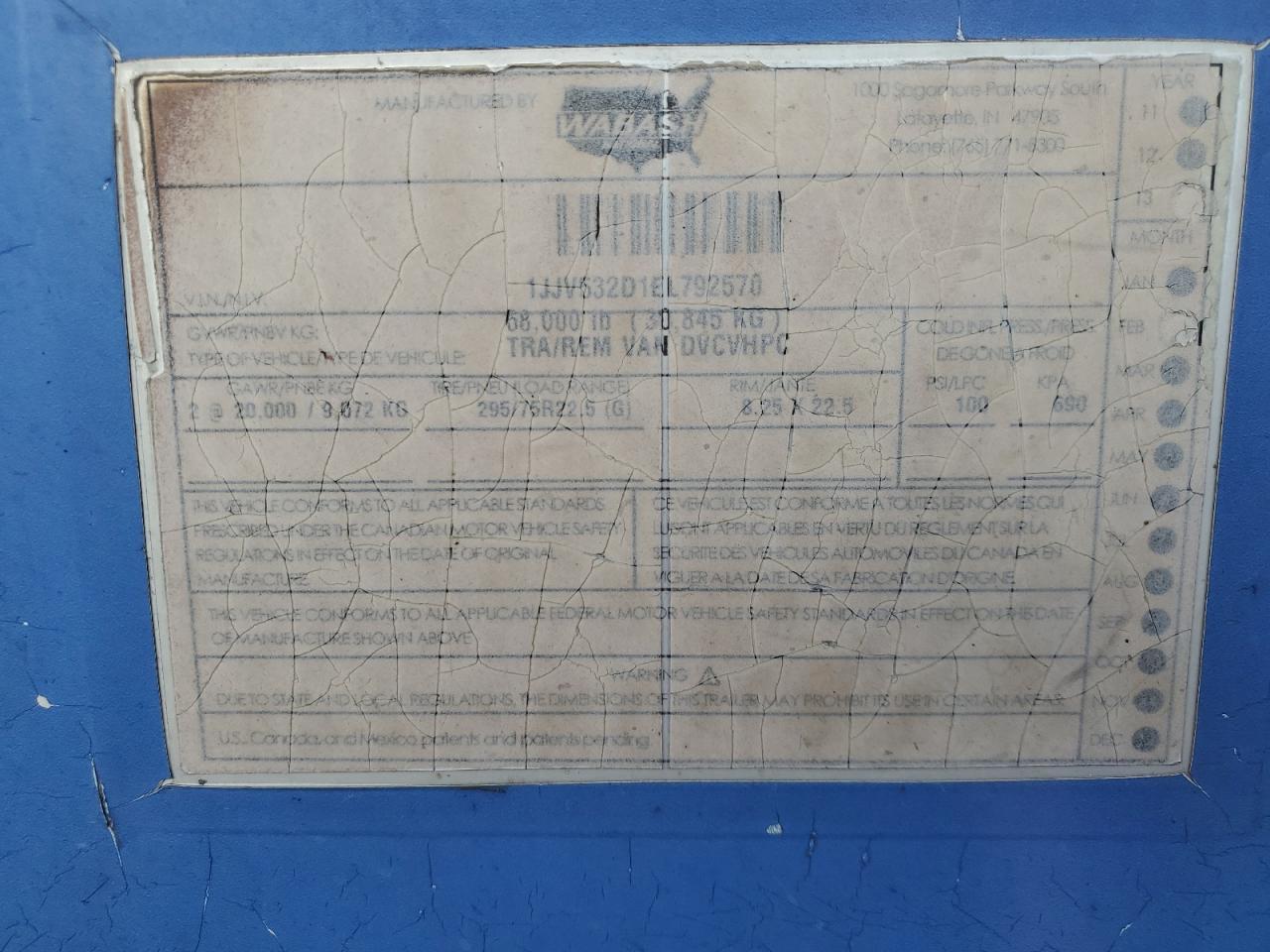 2000 Wabash SH Dvcvhpc DRY Van Trailer