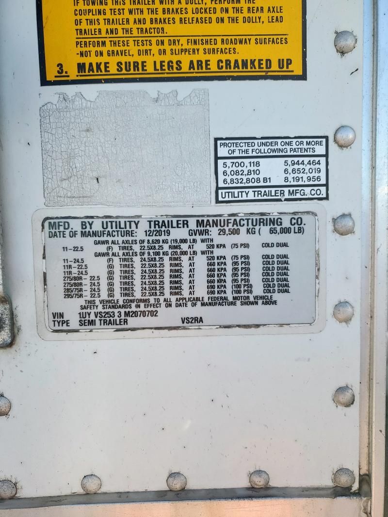 2021 Utility VS2RA Refrigerated Van Trailer