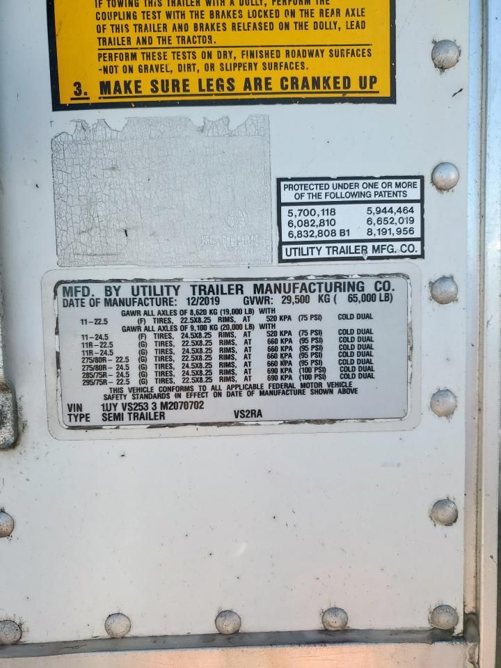 2021 Utility VS2RA Refrigerated Van Trailer