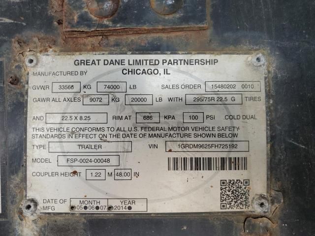2015 Great Dane FSP-0024-00048 Flatbed Trailer