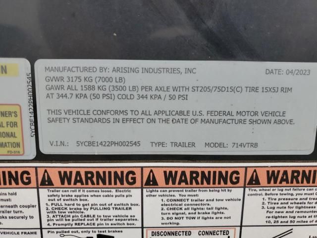 2023 Arising Industries 714VTRB Enclosed Cargo Trailer