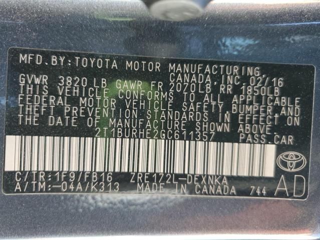 2016 Toyota Corolla L