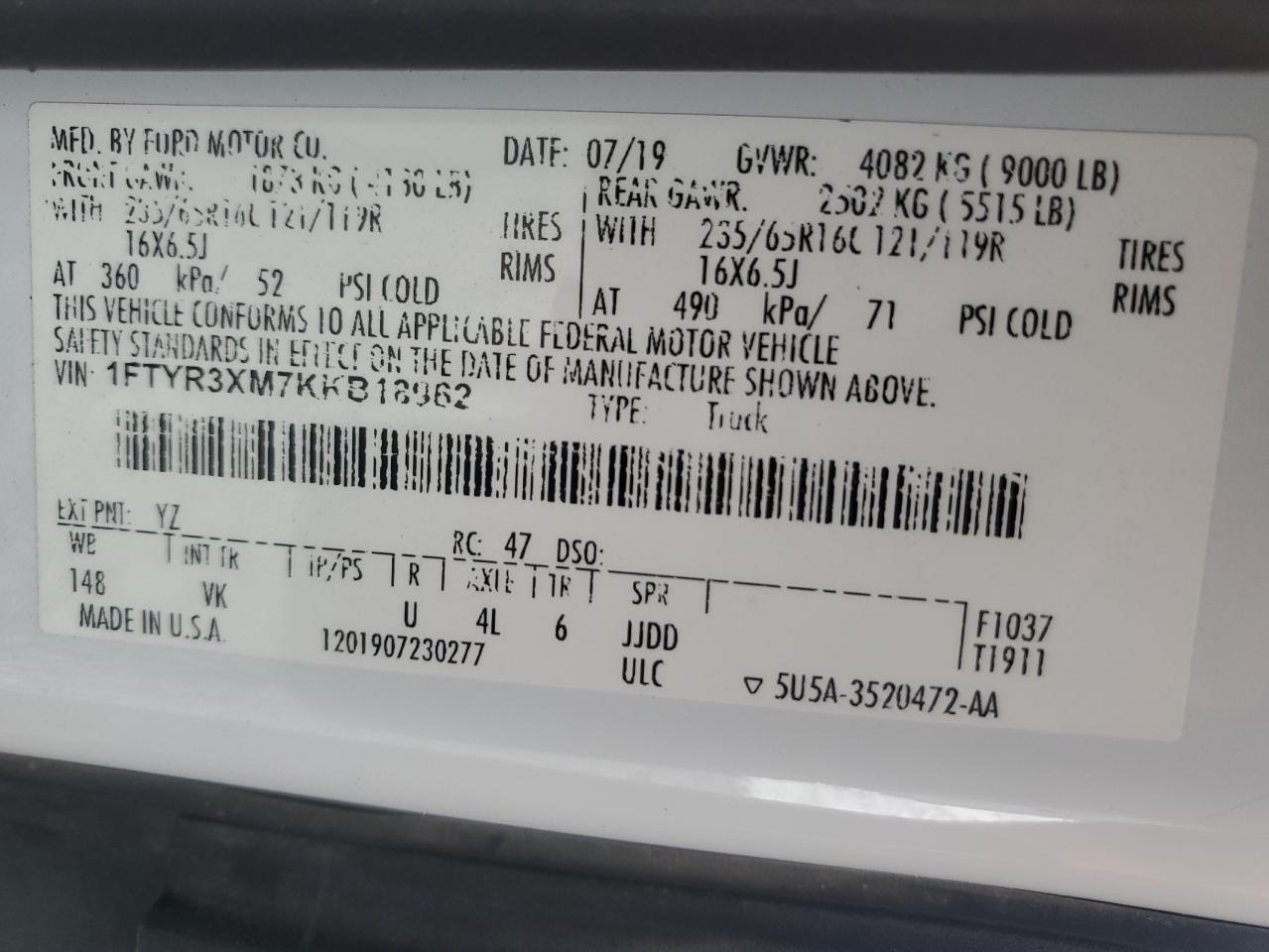 2019 Ford Transit T-250