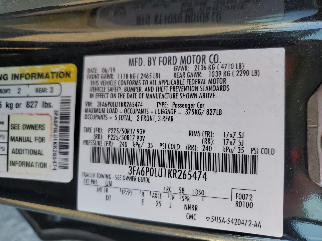 2019 Ford Fusion se