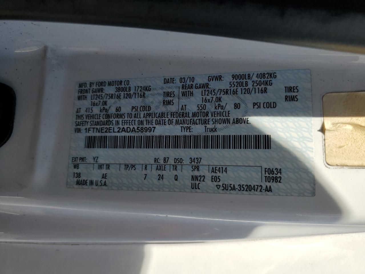 2010 Ford Econoline E250 van