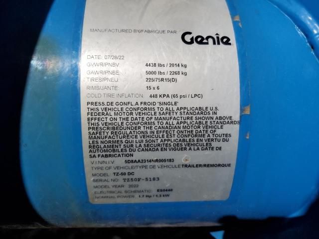 2022 Genie TZ50DC Trailer Mounted Boom LI-Lifting AND Riggi