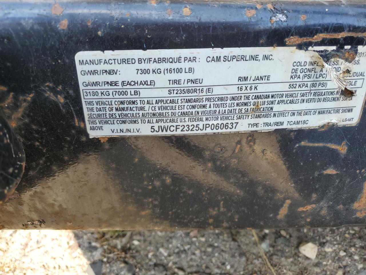 2018 CAM Superline 7CAM18C Equipment Trailer