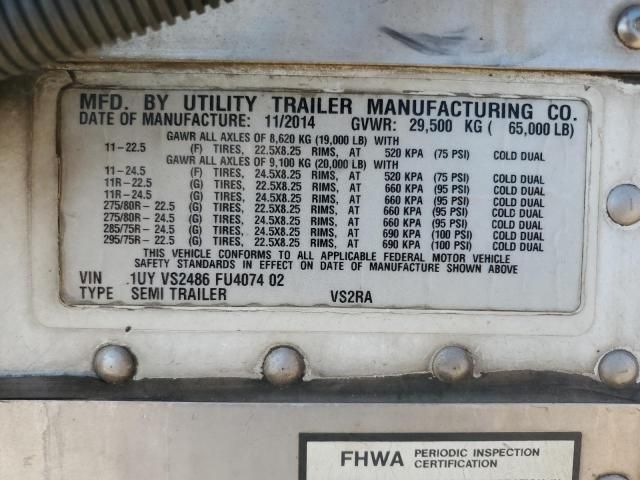 2015 Utility VS2RA Refrigerated Van Trailer