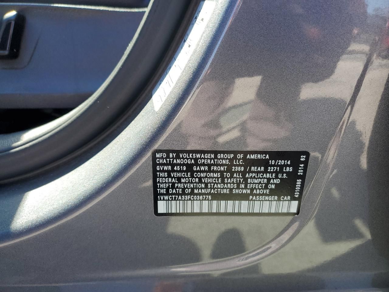 2015 Volkswagen Passat sel