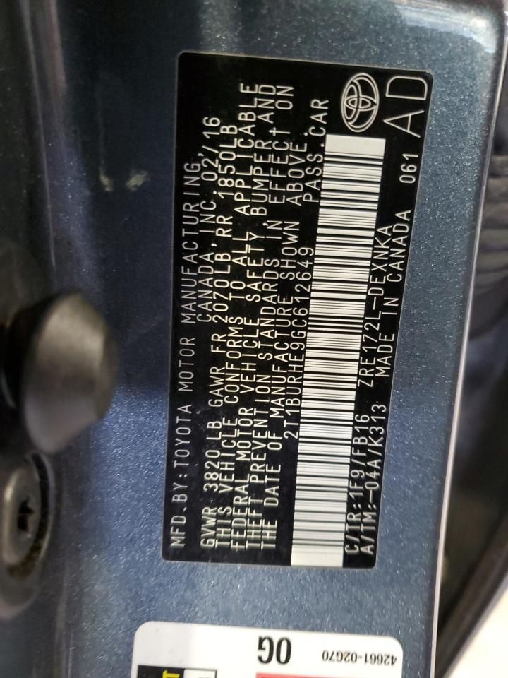 2016 Toyota Corolla l