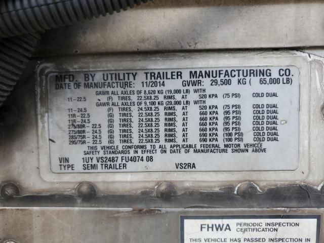 2015 Utility VS2RA Refrigerated Van Trailer