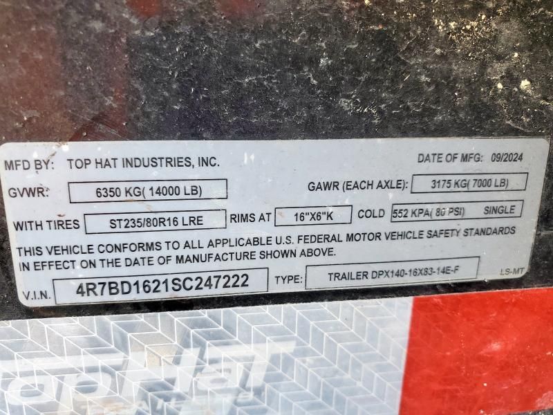 2025 Top Hat DPX140-16X83-14E-F Dump Trailer