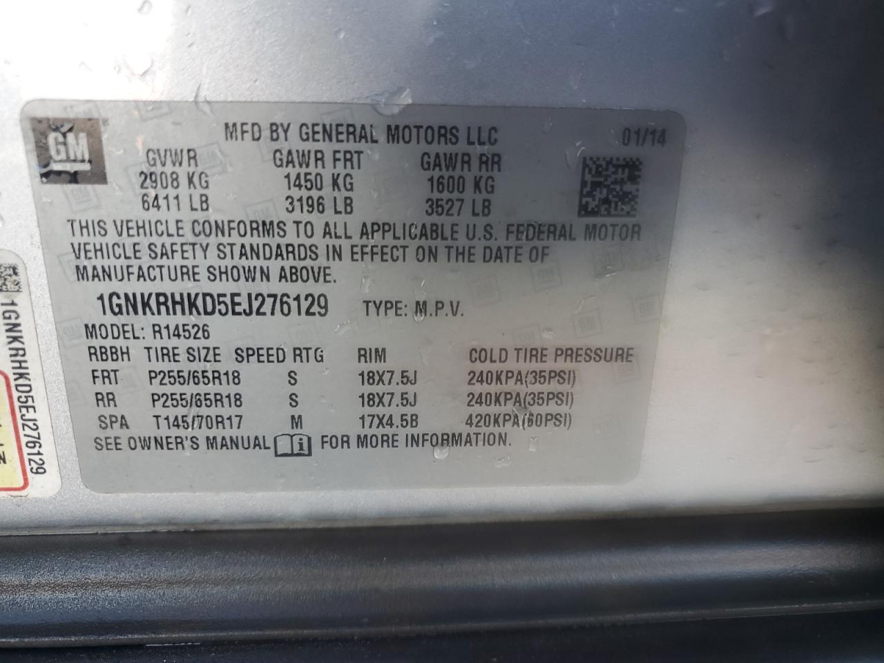 2014 Chevrolet Traverse lt