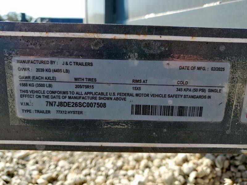 2025 J & C Trailers 2025 J & C 77X12 Hyster Utility Trailer
