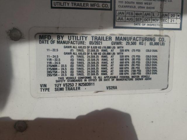 2022 Utility VS2RA Refrigerated Van Trailer