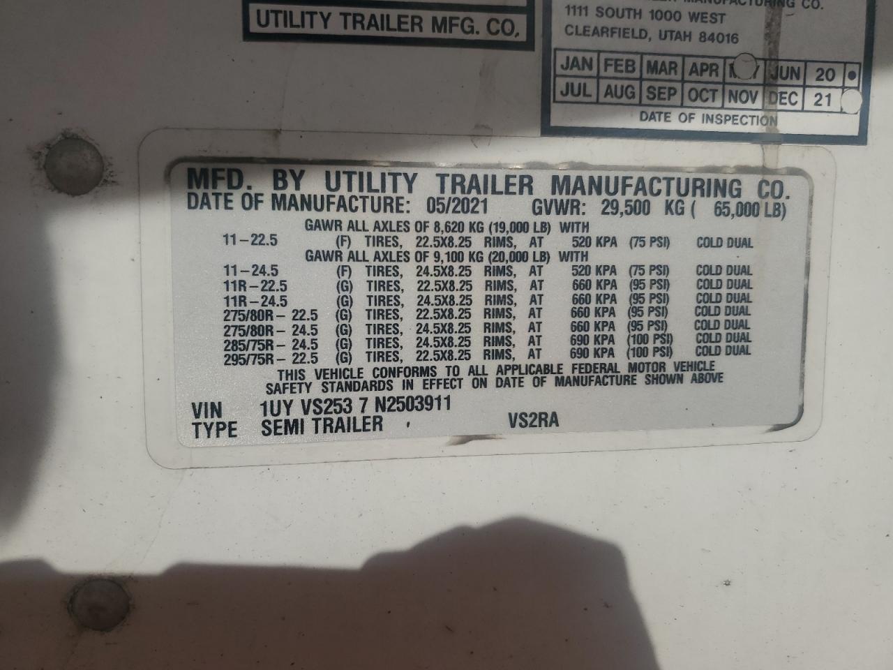 2022 Utility VS2RA Refrigerated Van Trailer